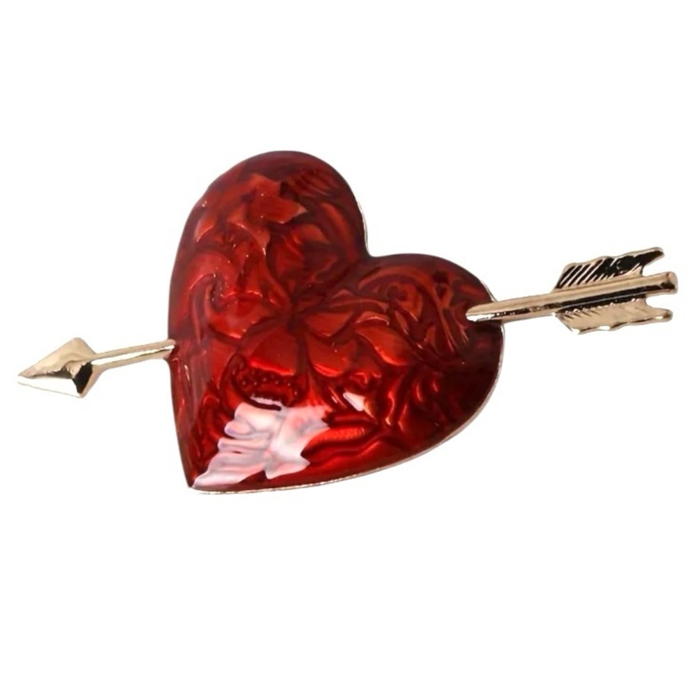 Heart Brooch with Gold Arrow